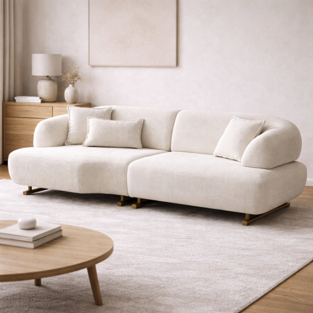 Cordular Sofa - 3 Seater White Boho Couch