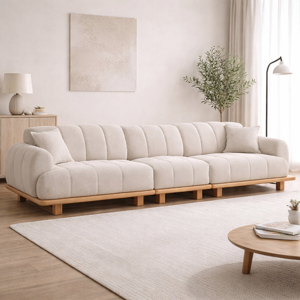 Cordular Sofa - 4 Seater Beige Boucle Couch
