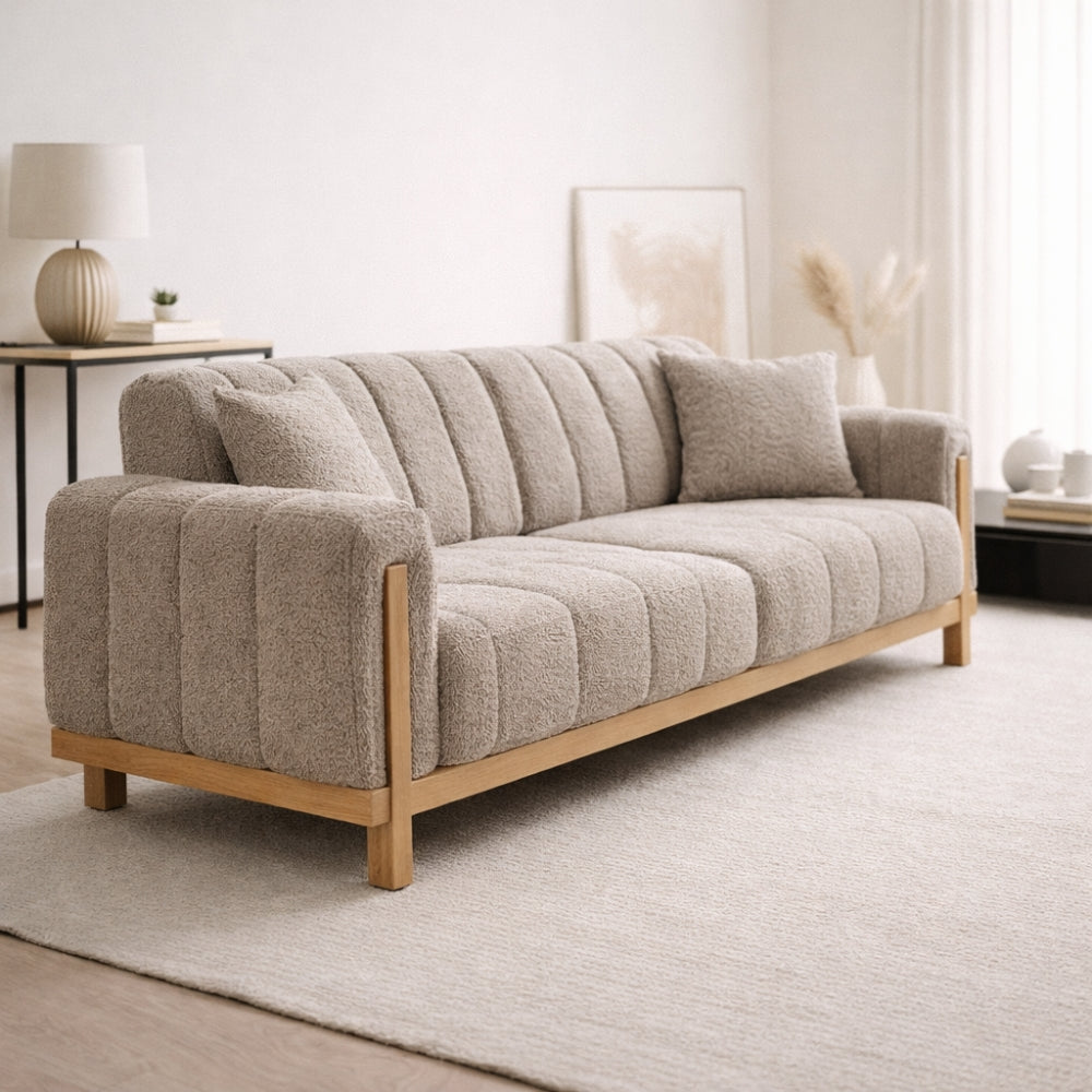 Cordular Sofa - Wood Gray Minimalist Cloud