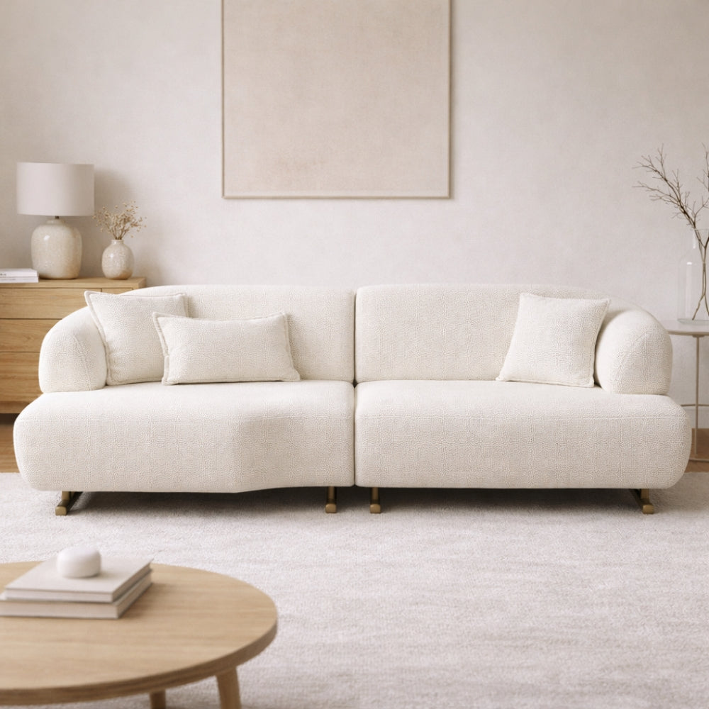 Cordular Sofa - 3 Seater White Boho Couch
