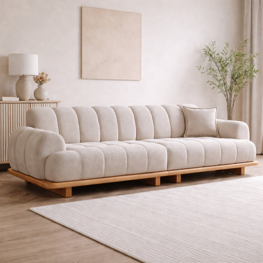 Cordular Sofa - 3 Seater Beige Boucle Couch