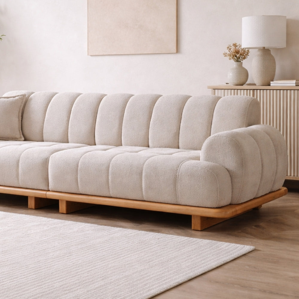 Cordular Sofa - 3 Seater Beige Boucle Couch