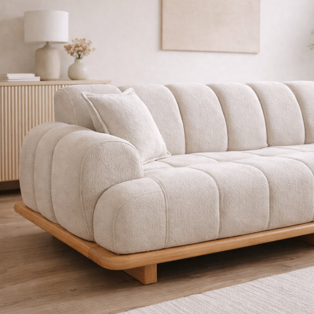 Cordular Sofa - 3 Seater Beige Boucle Couch