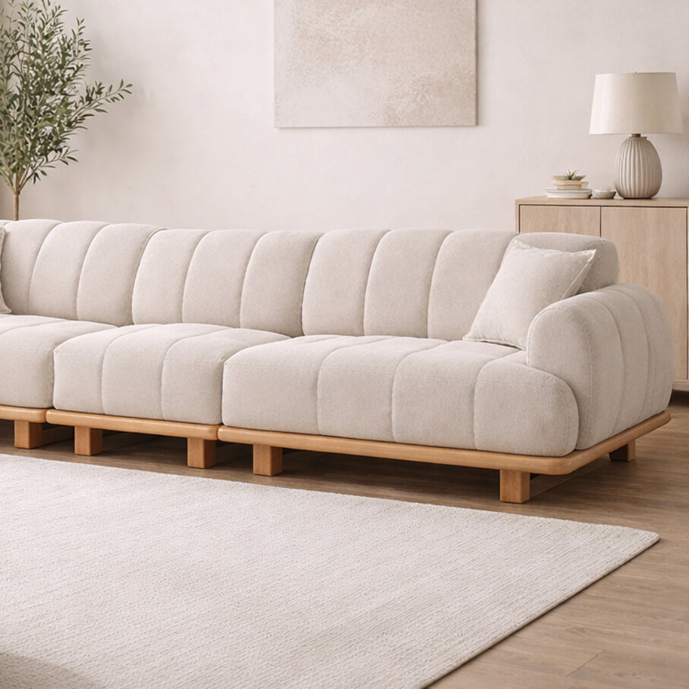 Cordular Sofa - 4 Seater Beige Boucle Couch