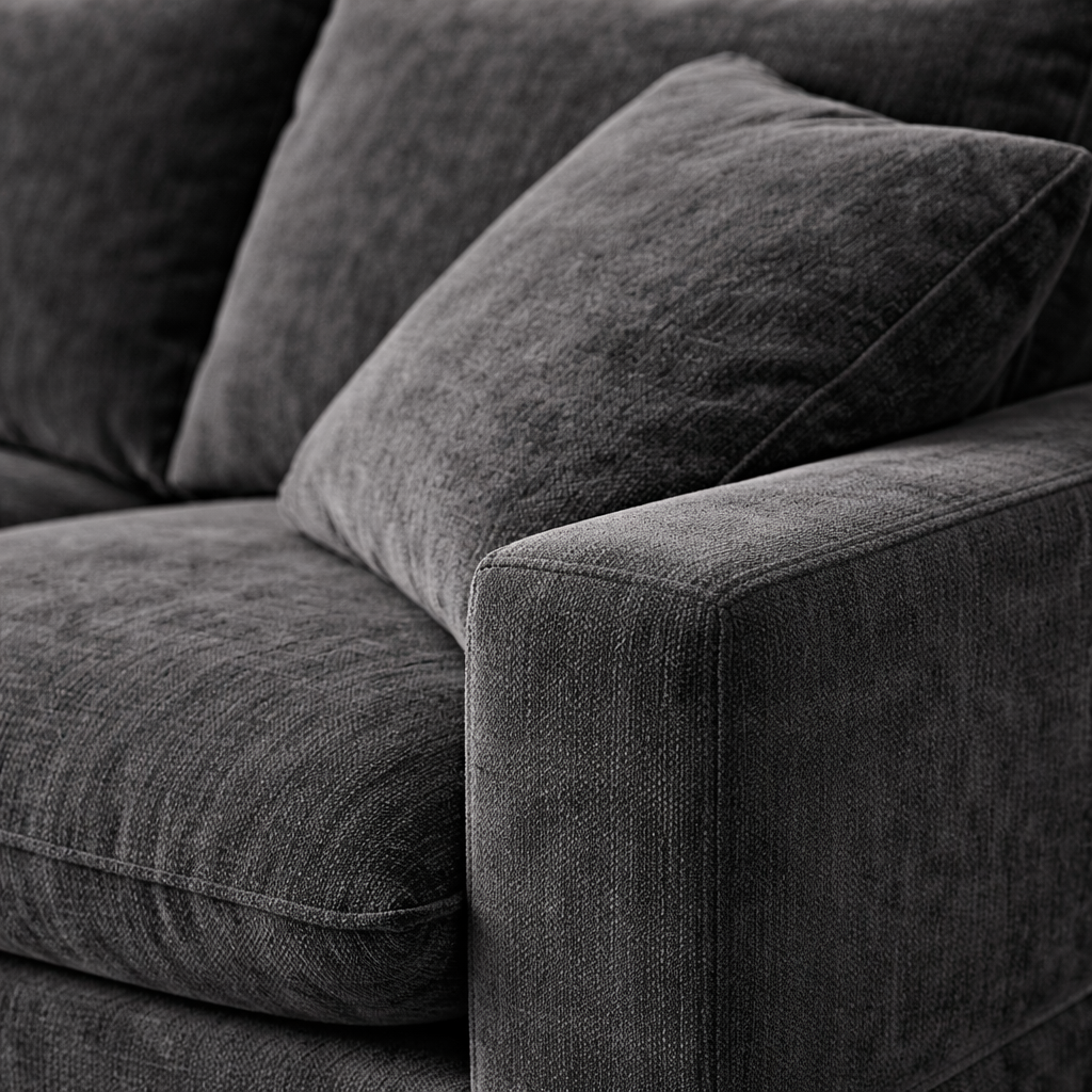 Cordular Sofa - 4 Seater Black Chenille Couch